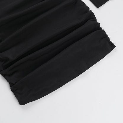 Mesh Panel Mini Dress with Long Sleeves for Women Bodycon Party Dresses