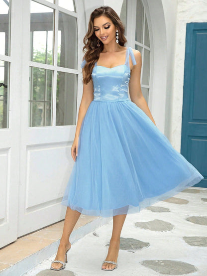 Sleeveless Midi Dress for Women Stylish A Line Formal Wear Camouflage Design