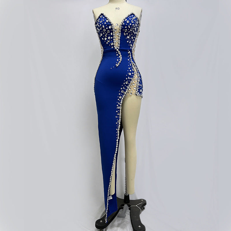 Glamorous Rhinestone Maxi Dress Elegant Formal Wear for Women Party or Event Dresses
