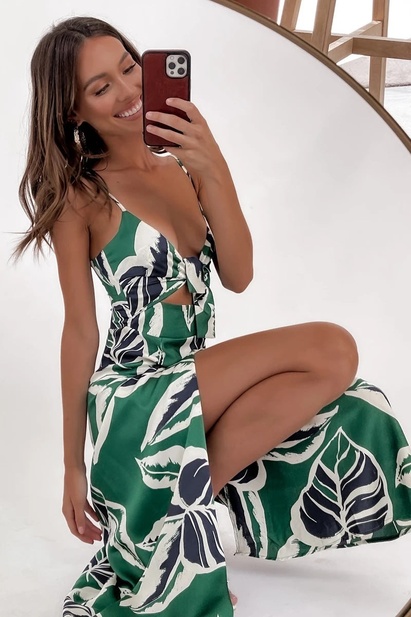 Tropical Floral Print Mini Dress Summer Vacation Style Womens Fashion Sundress
