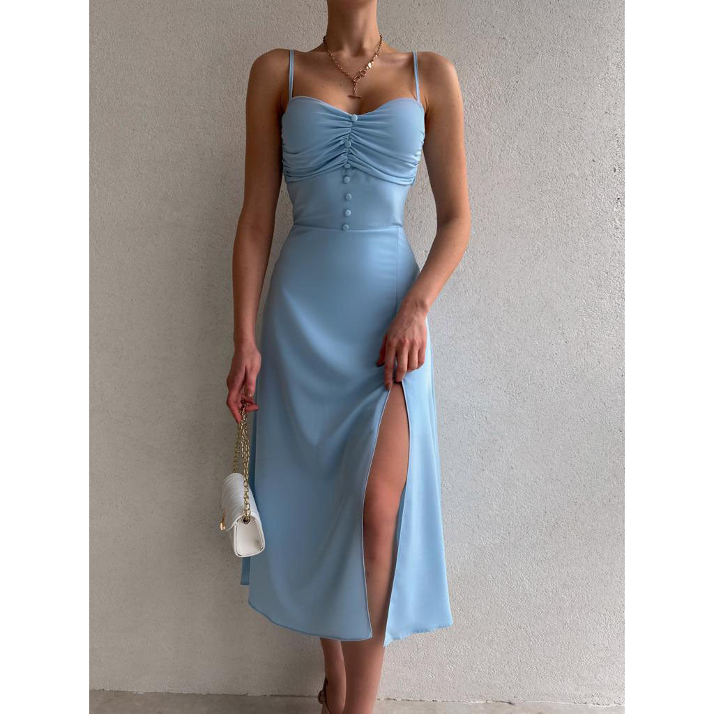 Sultry Summer Mini Dress with Ruched Detailing and a Flattering VNeckline for Effortless Style