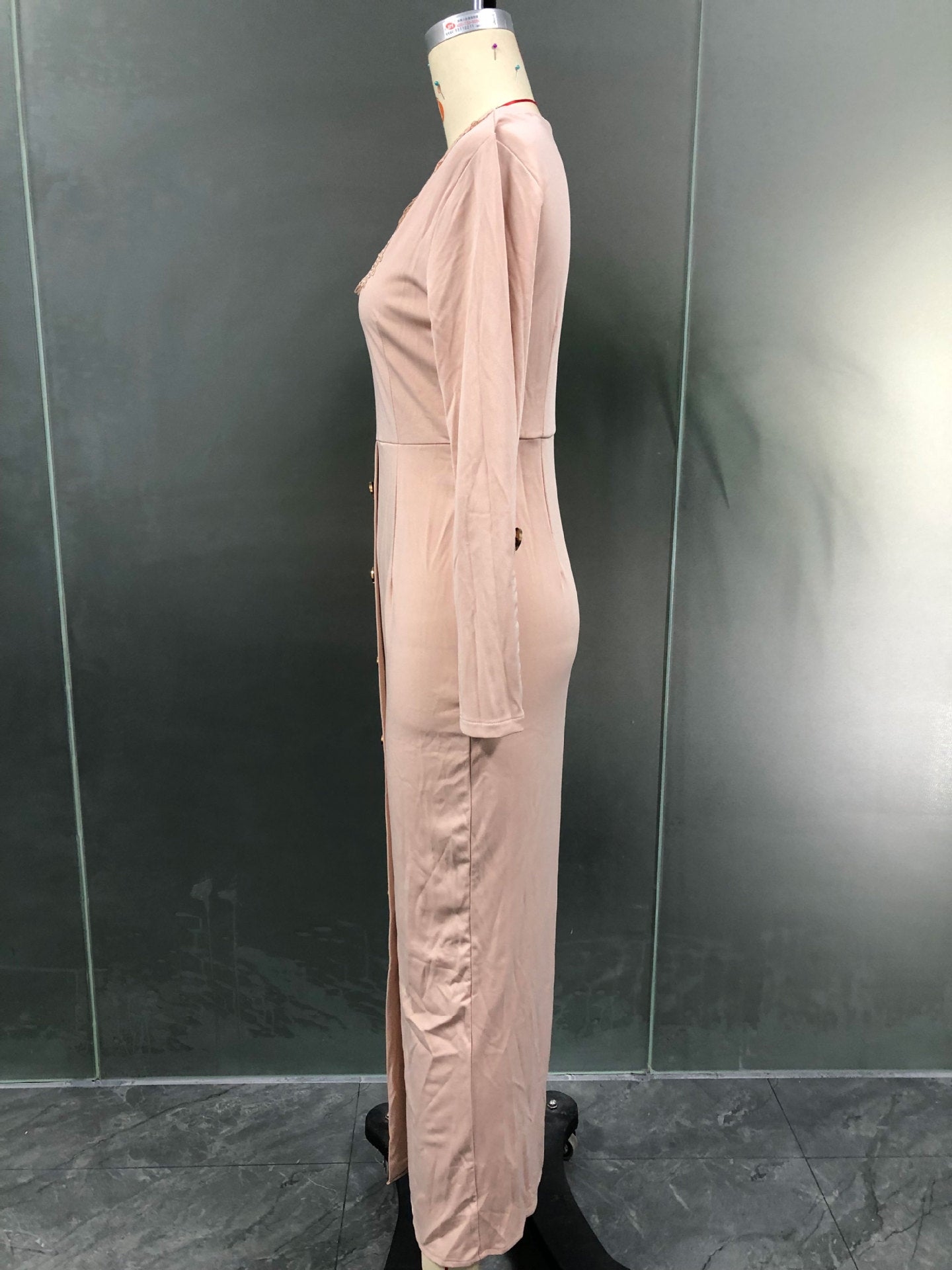 Spring Maxi Dress with Long Sleeves VNeck Design Perfect for Daily Wear and Effortless Style