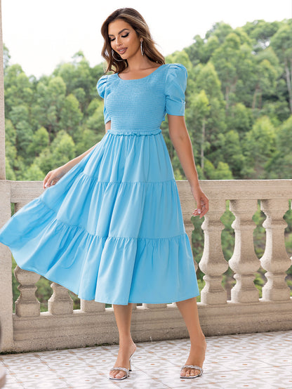 Square Neckline Mini Dress with Puff Sleeves Summer Fashion Essentials