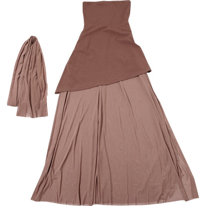Backless Maxi Dress for Women Chic Slim Fit Party Dress with Scarf Collar