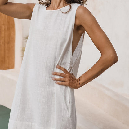Summer Nights Lounge Dress Sleeveless for Women Solid Color Nightwear Comfortable Homewear