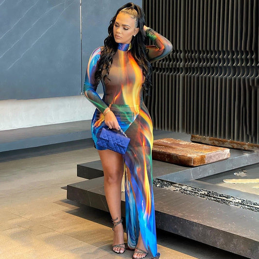 Asymmetrical Bodycon Dress Elegant Crew Neck Long Sleeve Mini Dress for Women Fall Outfits