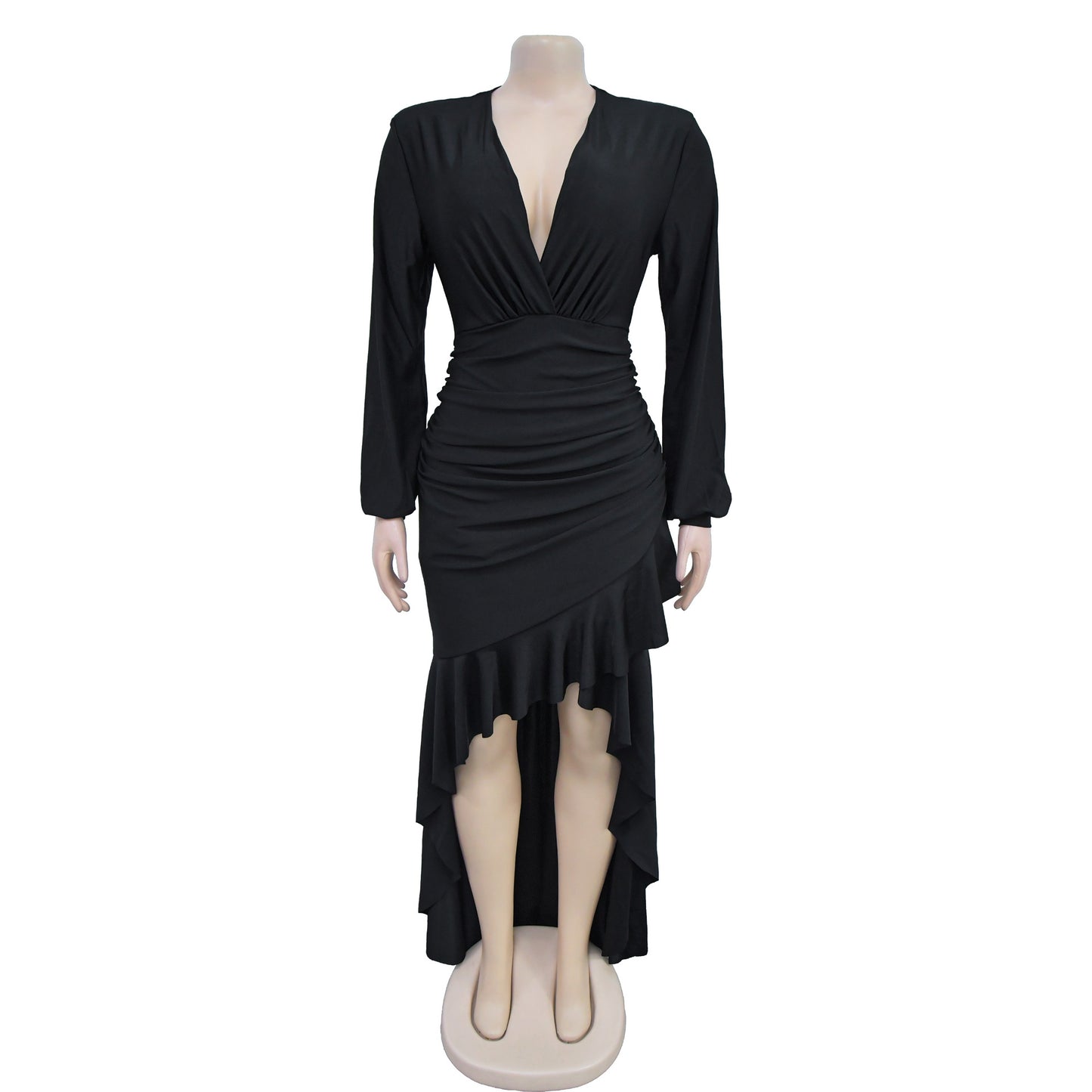 VNeck Maxi Dress for Parties and Clubs Long Sleeve Bodycon Dress Fashionable Outfit