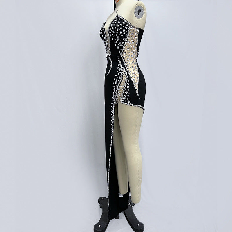 Glamorous Rhinestone Maxi Dress Elegant Formal Wear for Women Party or Event Dresses