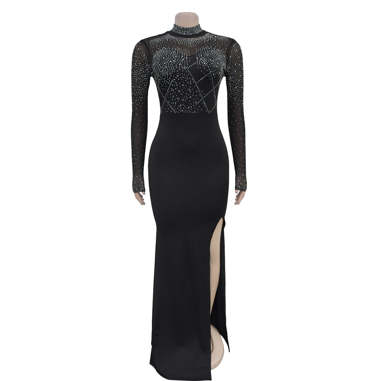 Stand Collar Maxi Dress for Parties Sexy Bodycon Dress Womens Fashion