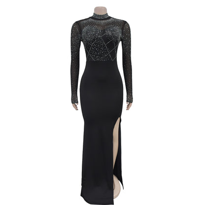 Stand Collar Maxi Dress for Parties Sexy Bodycon Dress Womens Fashion