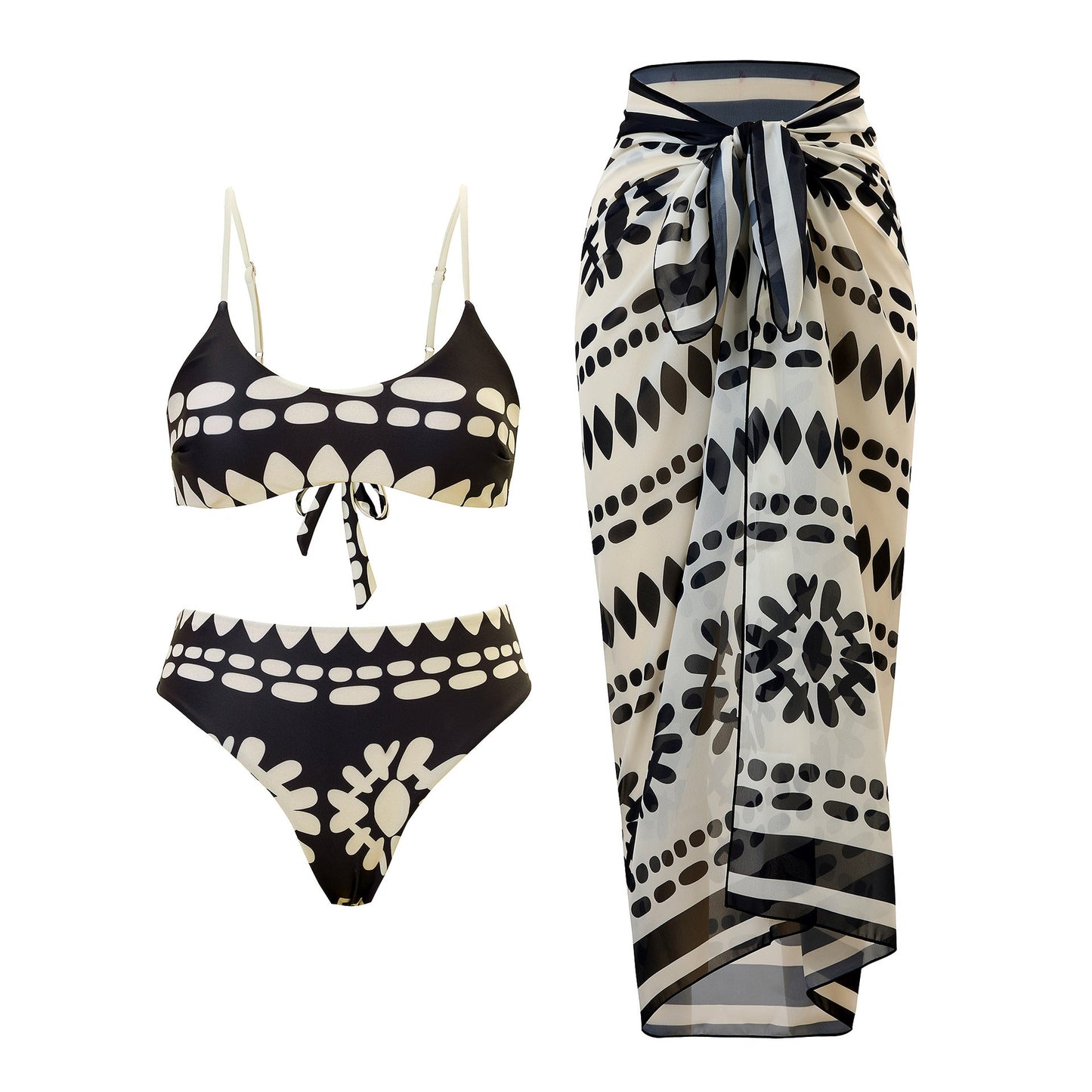 Bohemian Chic Printed Wrap Swimsuit Cover Up Beach Outfit for Summer Vacations