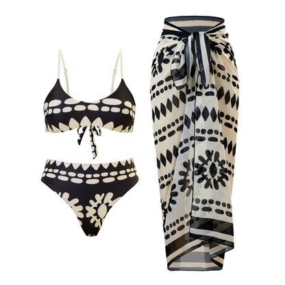 Bohemian Chic Printed Wrap Swimsuit Cover Up Beach Outfit for Summer Vacations