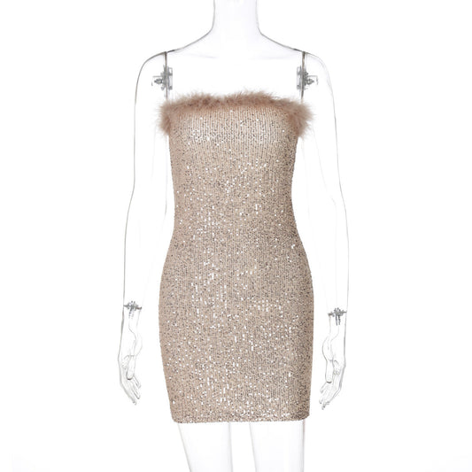 Nightclub Ready Sequin Mini Dress Sparkle Party Outfits Slim Fit Clubwear Womens Fashion