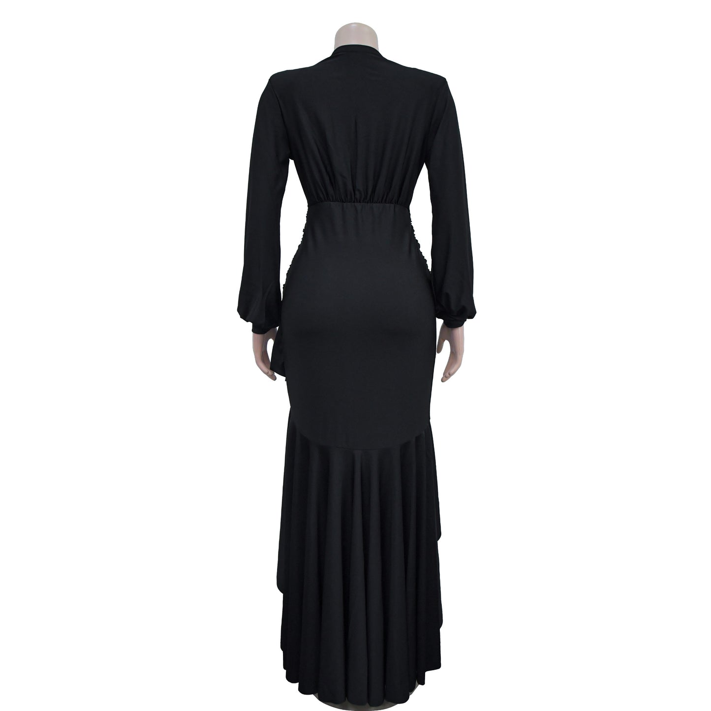 VNeck Maxi Dress for Parties and Clubs Long Sleeve Bodycon Dress Fashionable Outfit