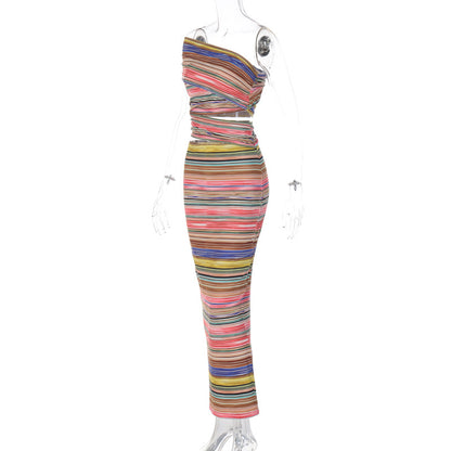 Striped Mini Dress for Women Stylish Summer Outfit with Cutout Back Design