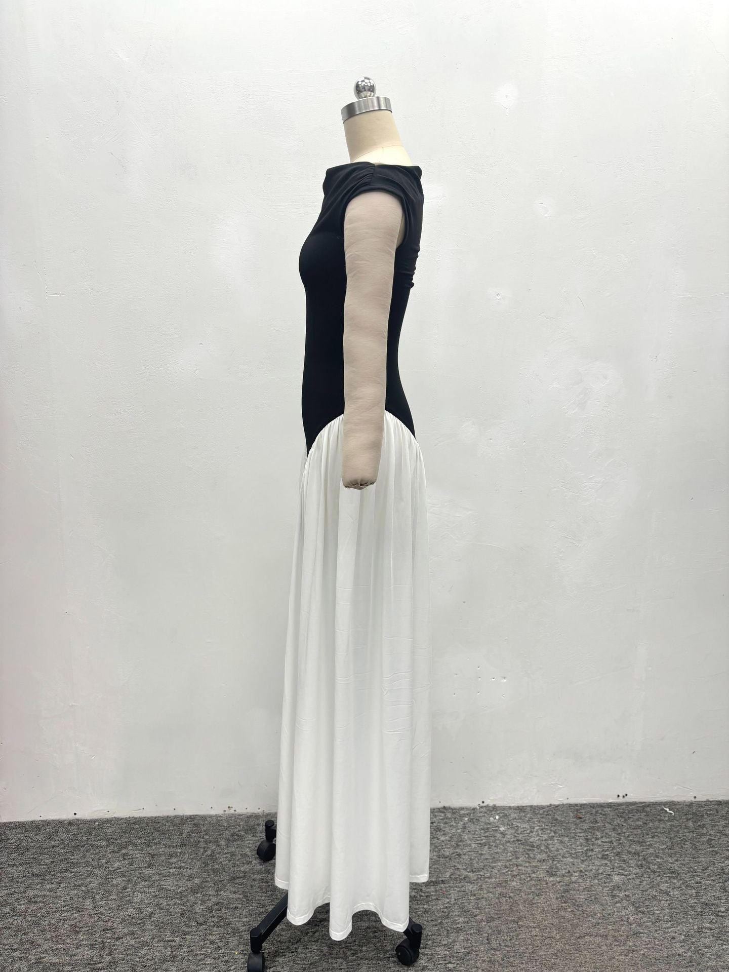 Contrast Color Sleeveless Maxi Dress for Women Elegant Party Outfits Summer Fashion