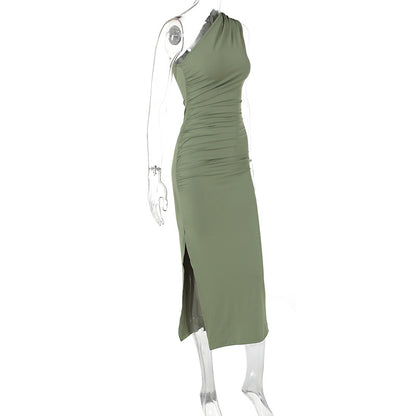 OneShoulder Maxi Dress Embrace Summer Style with a Bodycon Silhouette and Split Detail Formal Wear
