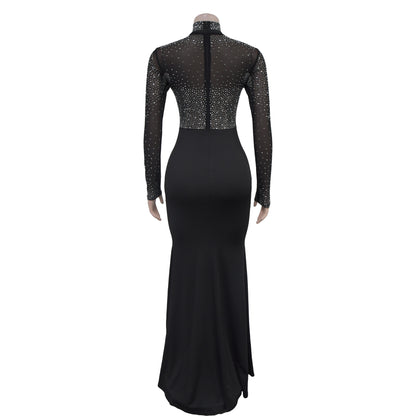 Stand Collar Maxi Dress for Parties Sexy Bodycon Dress Womens Fashion