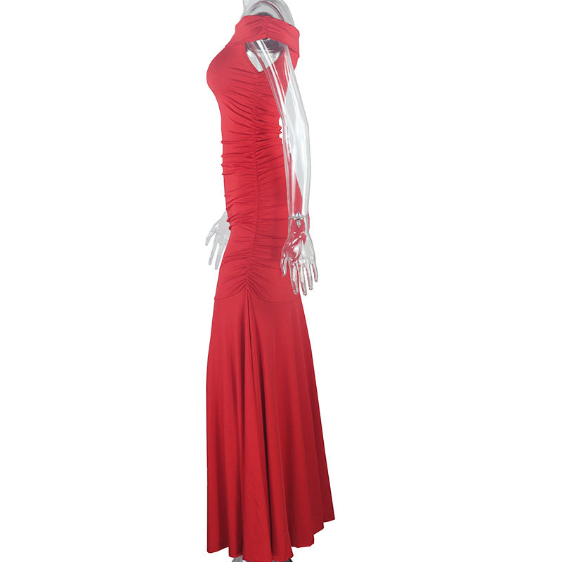 Off Shoulder Maxi Dress for Women Slim Fit Evening Gown Party Dress
