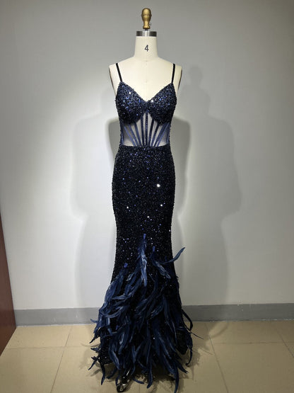 Embellished Maxi Dress for Social Events and Formal Occasions Long Evening Gown
