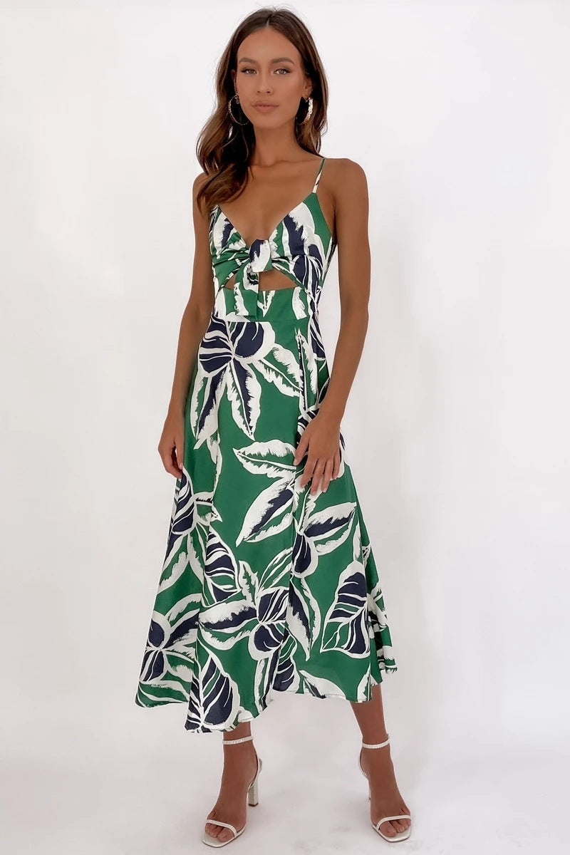 Tropical Floral Print Mini Dress Summer Vacation Style Womens Fashion Sundress