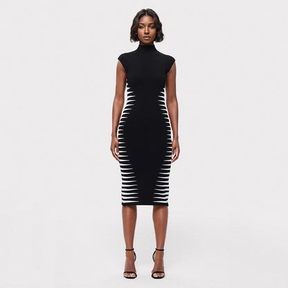 Sleek Black and White Striped Bodycon Dress for Women Summer Fashion Essentials