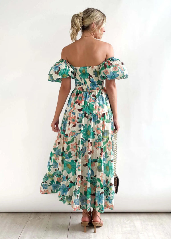 Glenda - Bloemen Midi Jurk