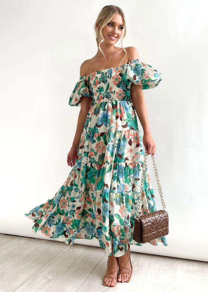 Glenda - Bloemen Midi Jurk