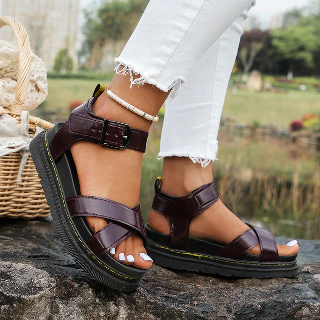 Kasia - Leren Romeinse Sandalen