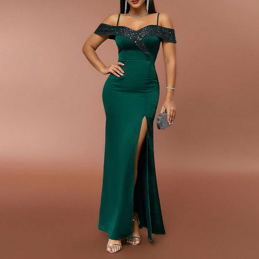 Maxi Dress with Sparkling Sequins and Slender Straps Perfect for Bridesmaids or Parties