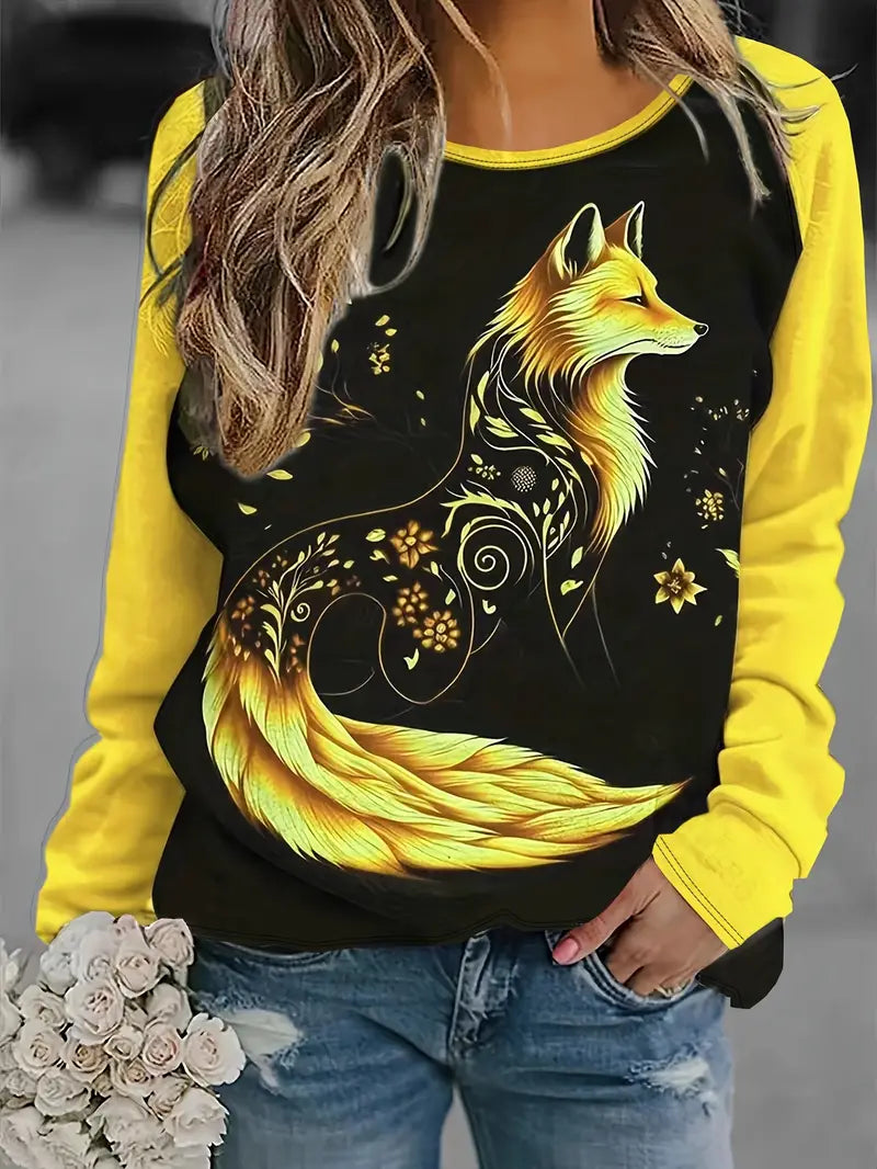 Lieveke - Dames Vos Grafisch Sweatshirt